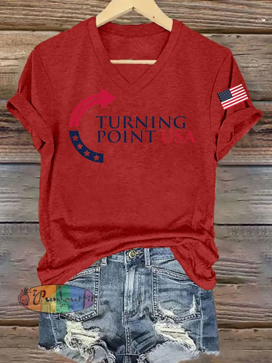 Women’s Charlie Kirk Turning Point USA Trump Commemorative T-Shirt Red / S