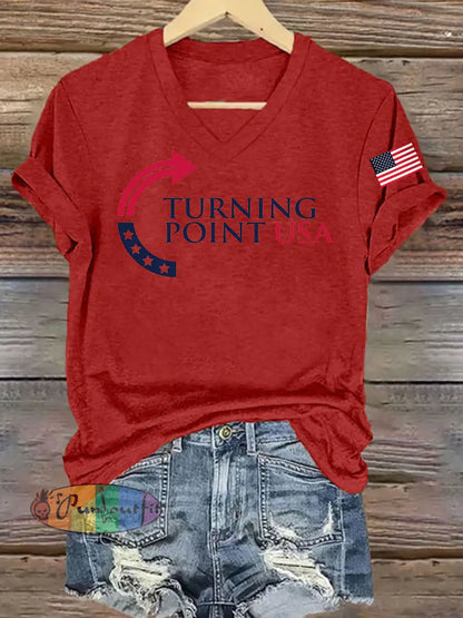 Women’s Charlie Kirk Turning Point USA Trump Commemorative T-Shirt Red / S