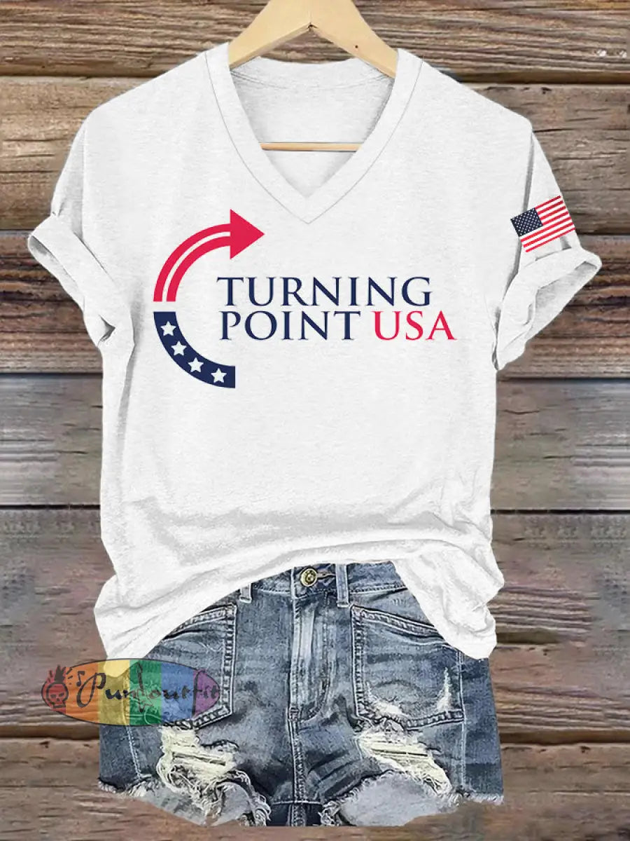 Women’s Charlie Kirk Turning Point USA Trump Commemorative T-Shirt White / S