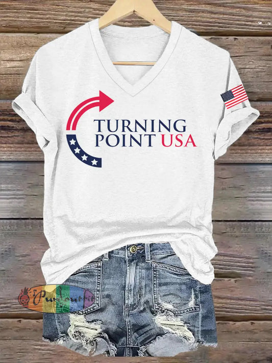 Women’s Charlie Kirk Turning Point USA Trump Commemorative T-Shirt White / S
