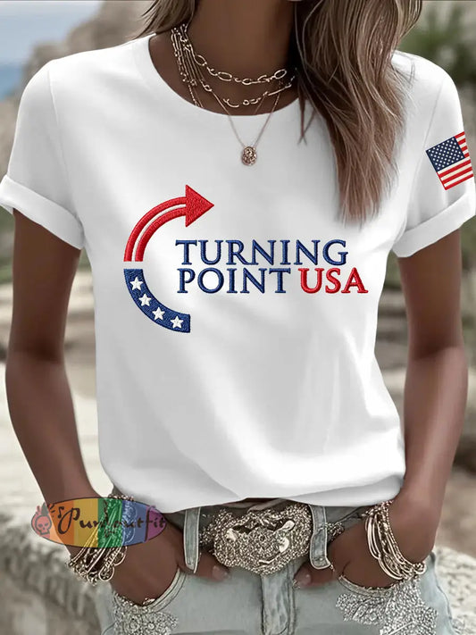 Women’s Charlie Kirk Turning Point USA Trump Commemorative T-Shirt White / S