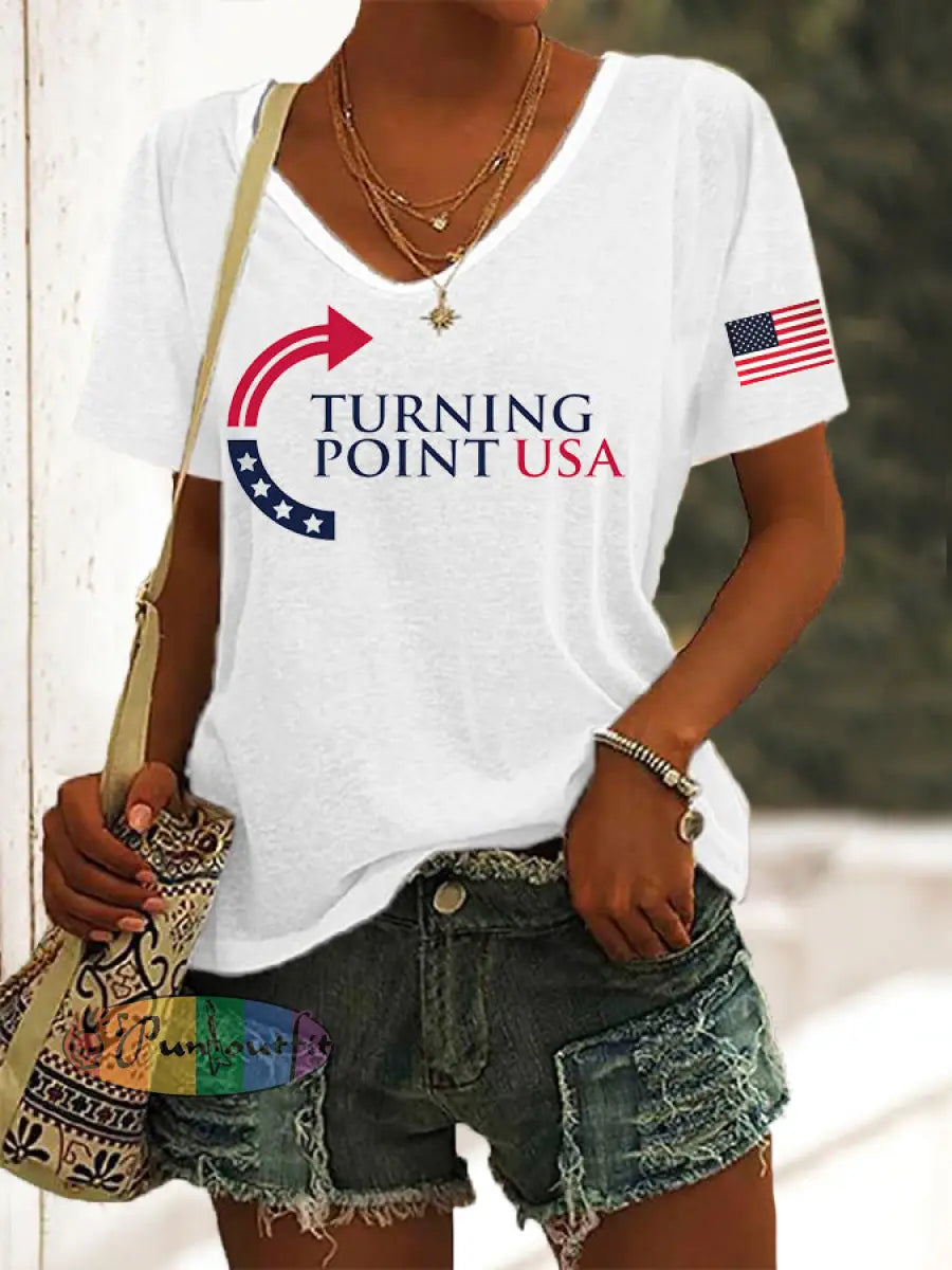 Women’s Charlie Kirk Turning Point USA Trump Commemorative T-shirt White / S