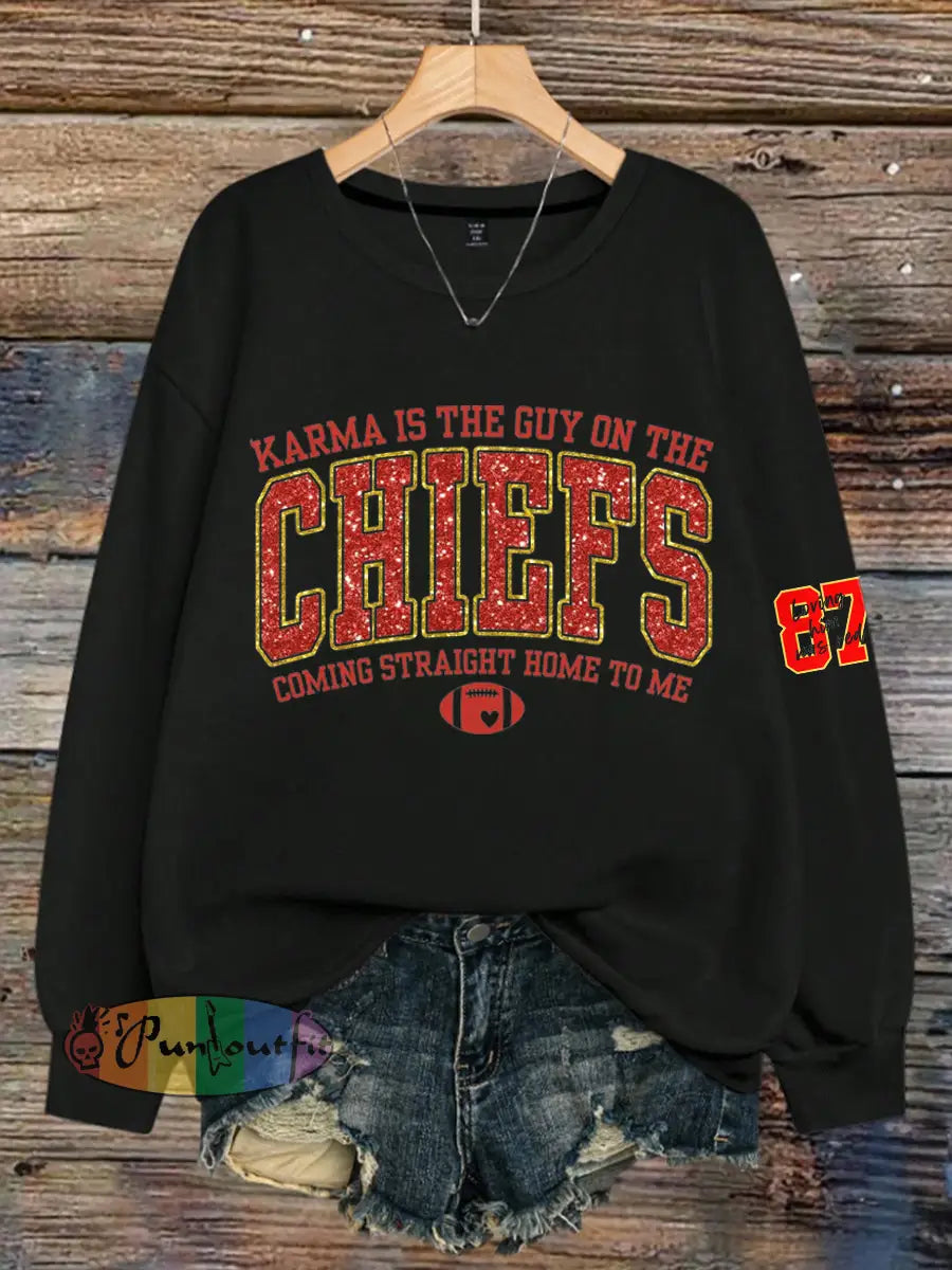 Women’s Chiefs 8789 Diva Engaged Era Printed Sweatshirt Black / S