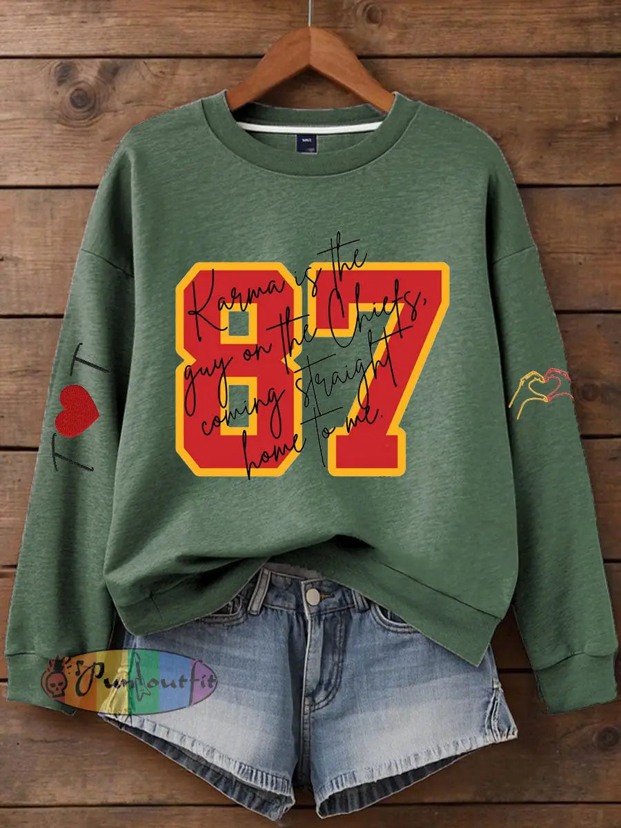 Women’s Chiefs 8789 Diva Engaged Era Printed Sweatshirt Dark Green / S