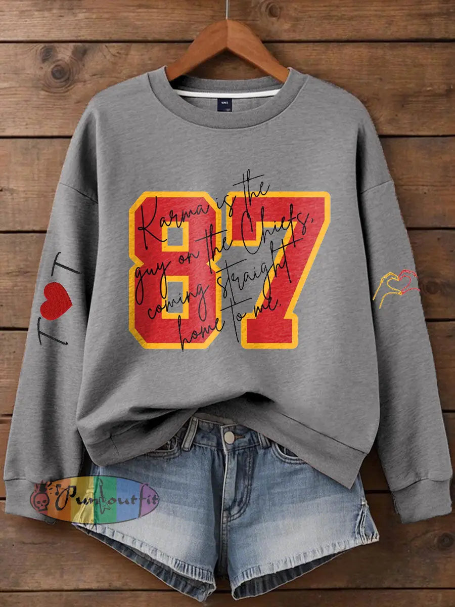 Women’s Chiefs 8789 Diva Engaged Era Printed Sweatshirt Light Gray / S
