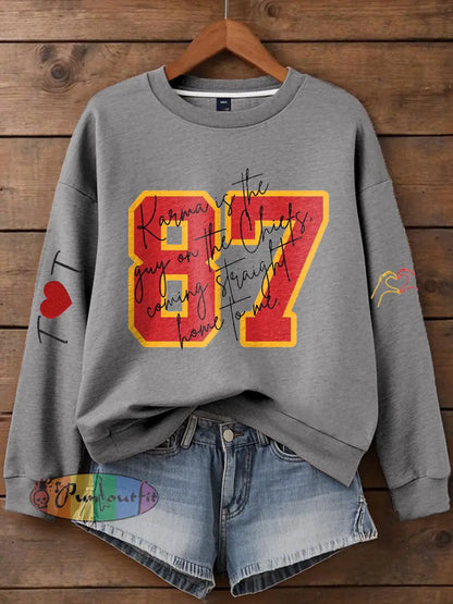 Women’s Chiefs 8789 Diva Engaged Era Printed Sweatshirt Light Gray / S