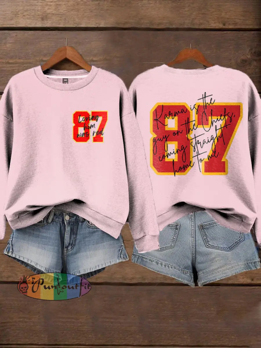 Women’s Chiefs 8789 Diva Engaged Era Printed Sweatshirt Light Pink / S