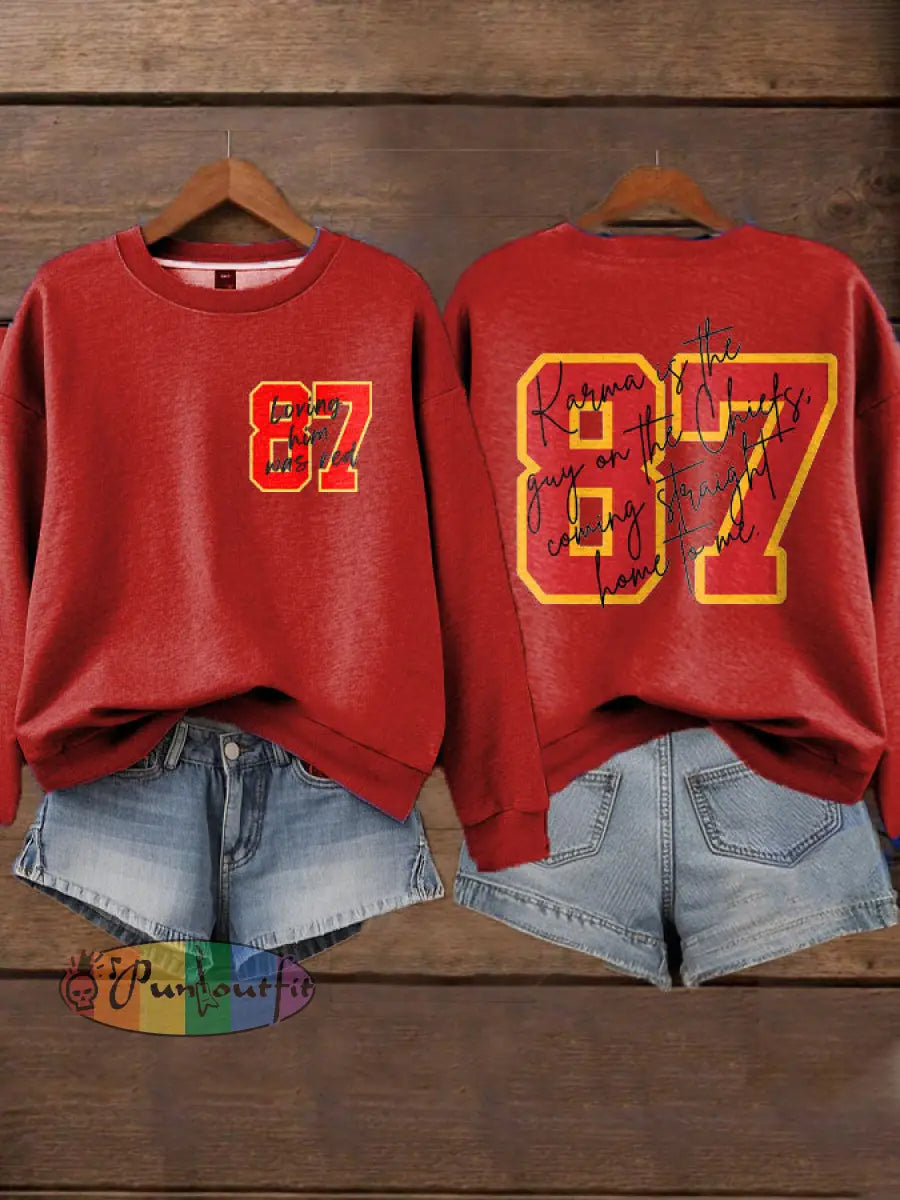 Women’s Chiefs 8789 Diva Engaged Era Printed Sweatshirt Red / S