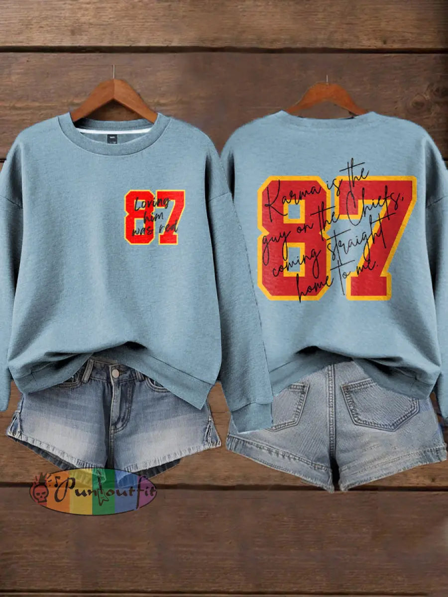 Women’s Chiefs 8789 Diva Engaged Era Printed Sweatshirt Sky Blue / S