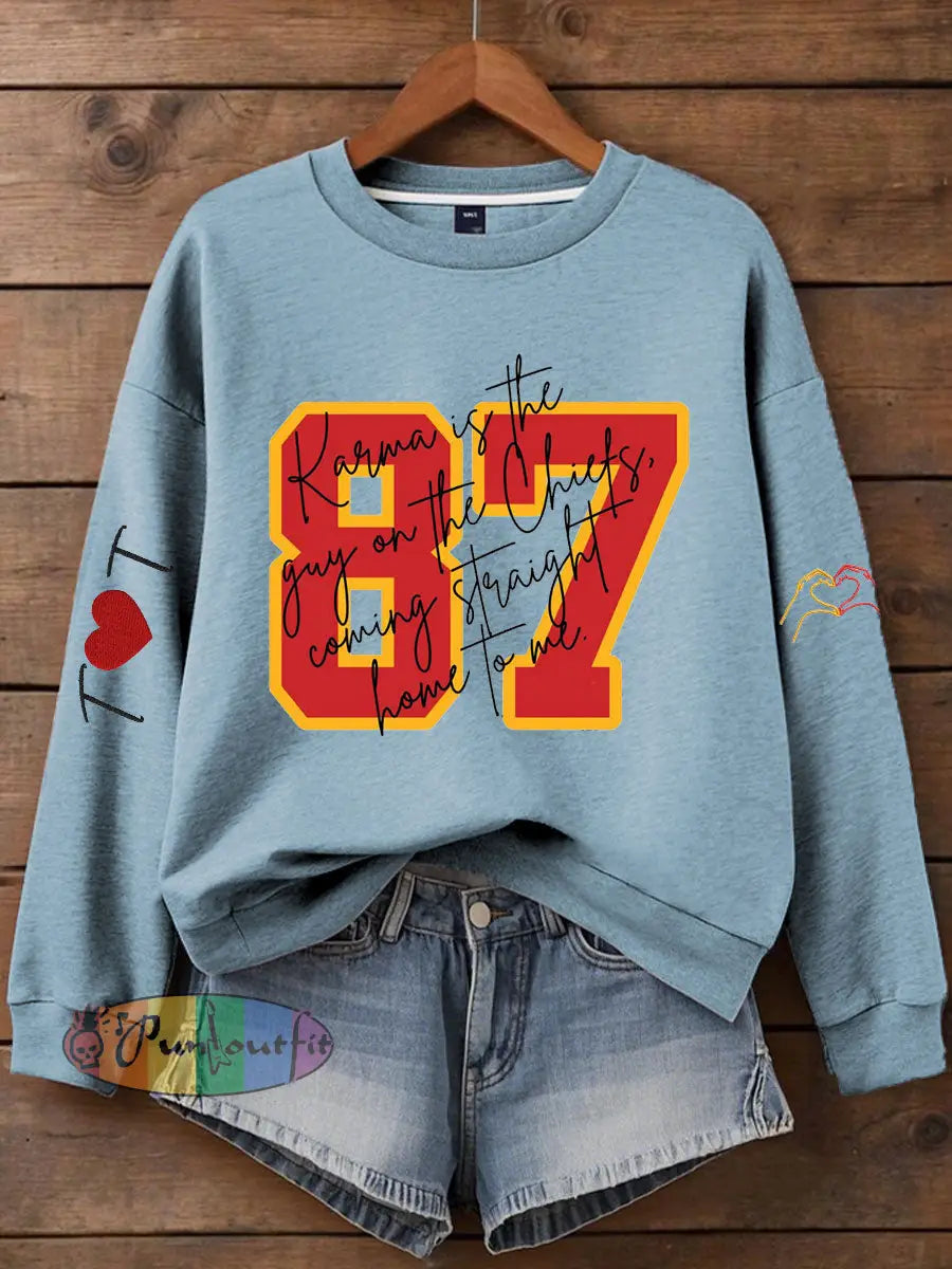 Women’s Chiefs 8789 Diva Engaged Era Printed Sweatshirt Sky Blue / S