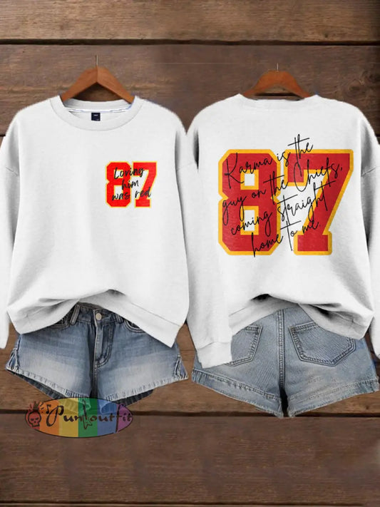 Women’s Chiefs 8789 Diva Engaged Era Printed Sweatshirt White / S
