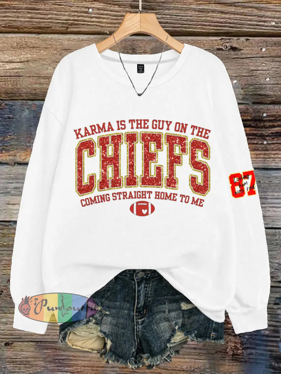 Women’s Chiefs 8789 Diva Engaged Era Printed Sweatshirt White / S