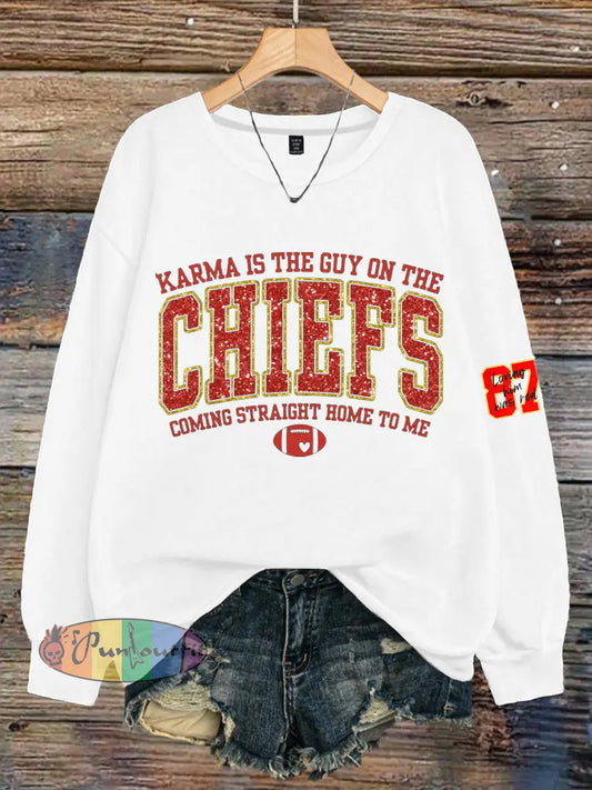 Women’s Chiefs 8789 Diva Engaged Era Printed Sweatshirt White / S
