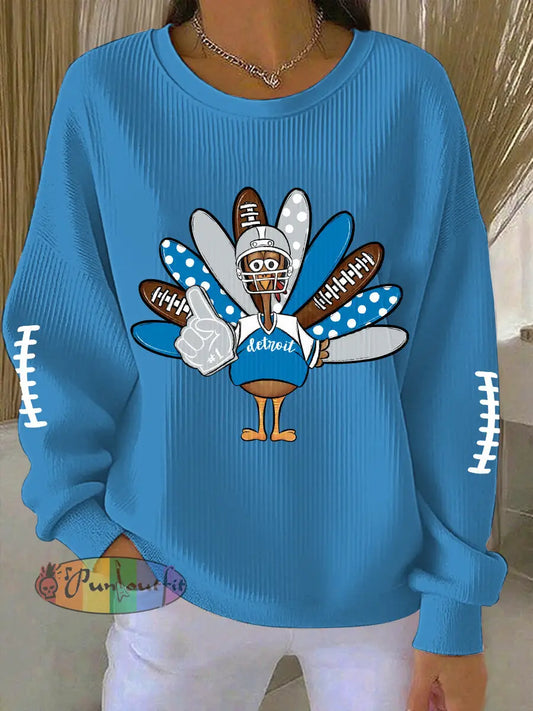 Women’s Detroit Turkey Football Printed Sweatshirt Blue / S