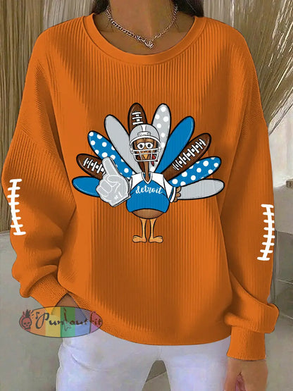 Women’s Detroit Turkey Football Printed Sweatshirt Orange / S