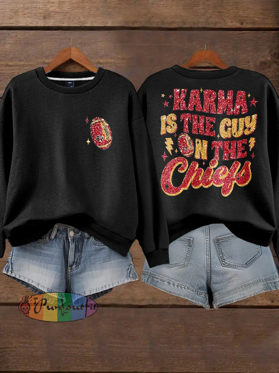 Women’s Diva Engaged Era 8987 Karma Is The Guy Printed Sweatshirt Black / S