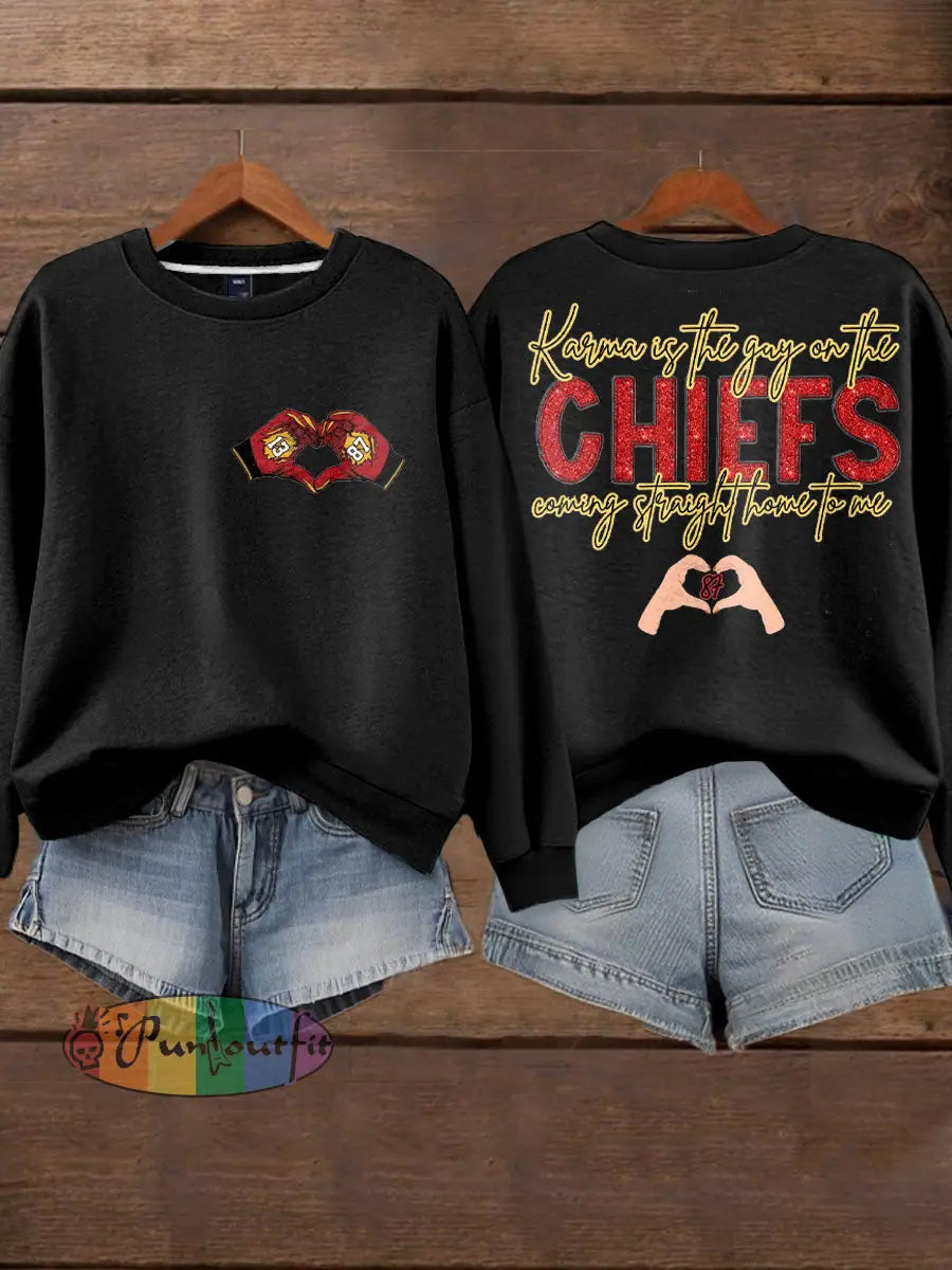 Women’s Diva Engaged Era 8987 Karma Is The Guy Printed Sweatshirt Black / S