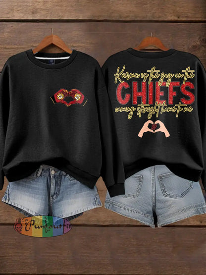 Women’s Diva Engaged Era 8987 Karma Is The Guy Printed Sweatshirt Black / S