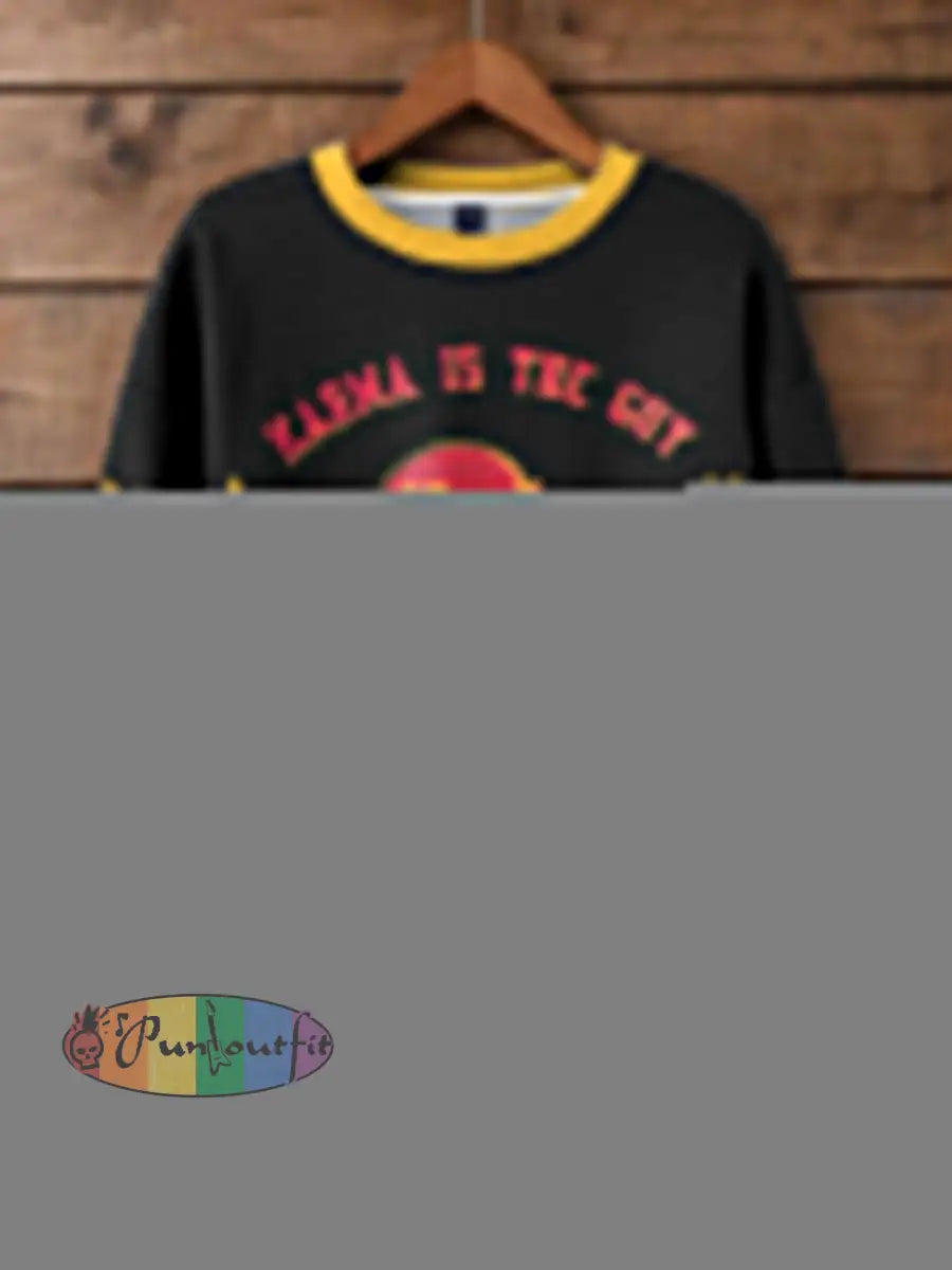 Women’s Diva Engaged Era 8987 Karma Is The Guy Printed Sweatshirt Black / S