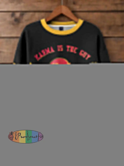 Women’s Diva Engaged Era 8987 Karma Is The Guy Printed Sweatshirt Black / S