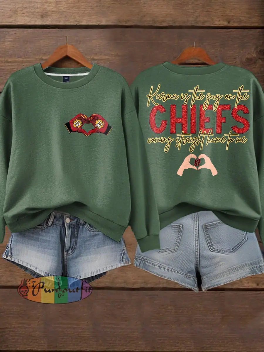 Women’s Diva Engaged Era 8987 Karma Is The Guy Printed Sweatshirt Green / S