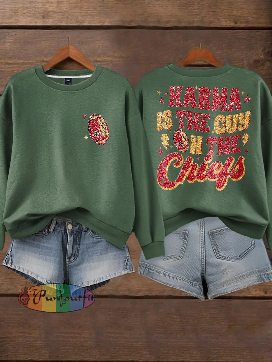 Women’s Diva Engaged Era 8987 Karma Is The Guy Printed Sweatshirt Green / S