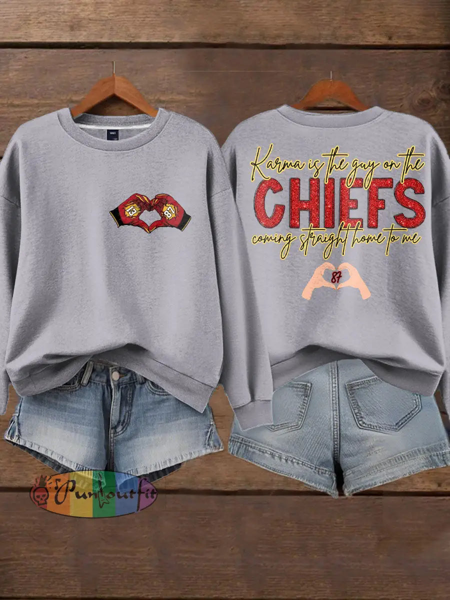 Women’s Diva Engaged Era 8987 Karma Is The Guy Printed Sweatshirt Light Gray / S