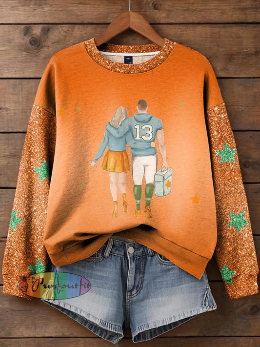 Women’s Diva Engaged Era 8987 Karma Is The Guy Printed Sweatshirt Orange / S