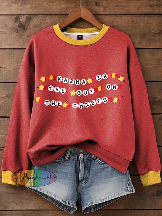 Women’s Diva Engaged Era 8987 Karma Is The Guy Printed Sweatshirt Red / S