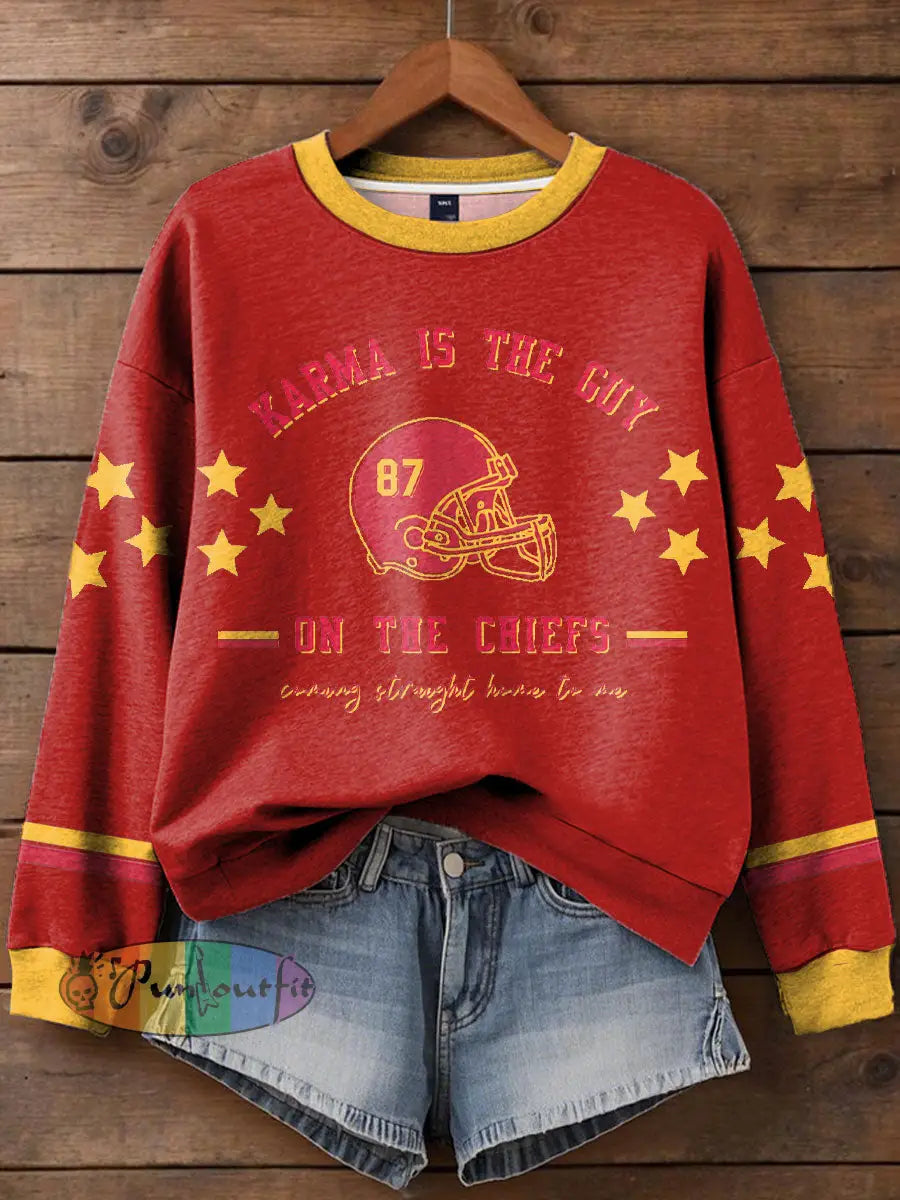 Women’s Diva Engaged Era 8987 Karma Is The Guy Printed Sweatshirt Red / S