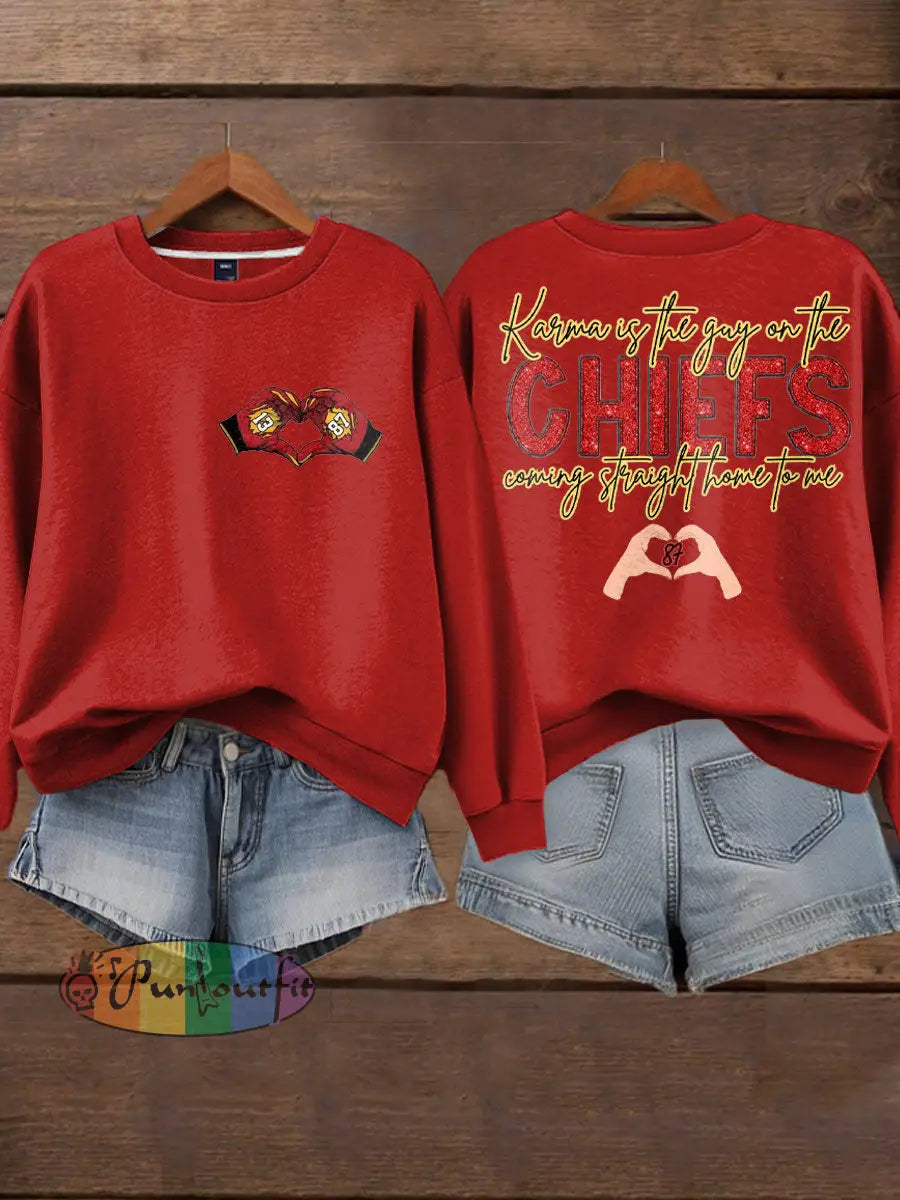 Women’s Diva Engaged Era 8987 Karma Is The Guy Printed Sweatshirt Red / S