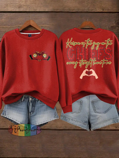 Women’s Diva Engaged Era 8987 Karma Is The Guy Printed Sweatshirt Red / S