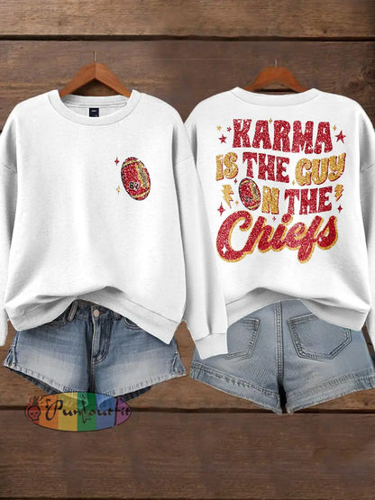 Women’s Diva Engaged Era 8987 Karma Is The Guy Printed Sweatshirt White / S