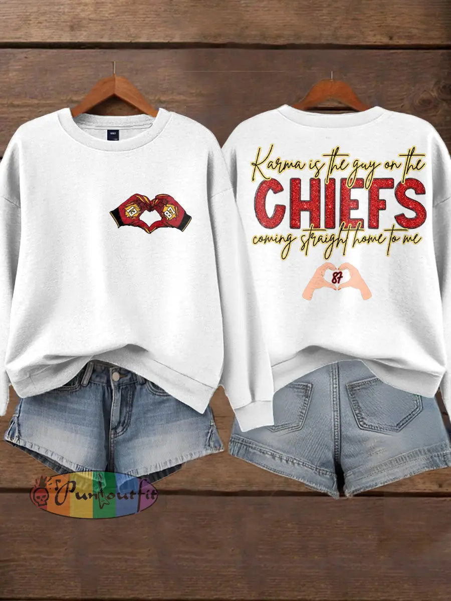 Women’s Diva Engaged Era 8987 Karma Is The Guy Printed Sweatshirt White / S