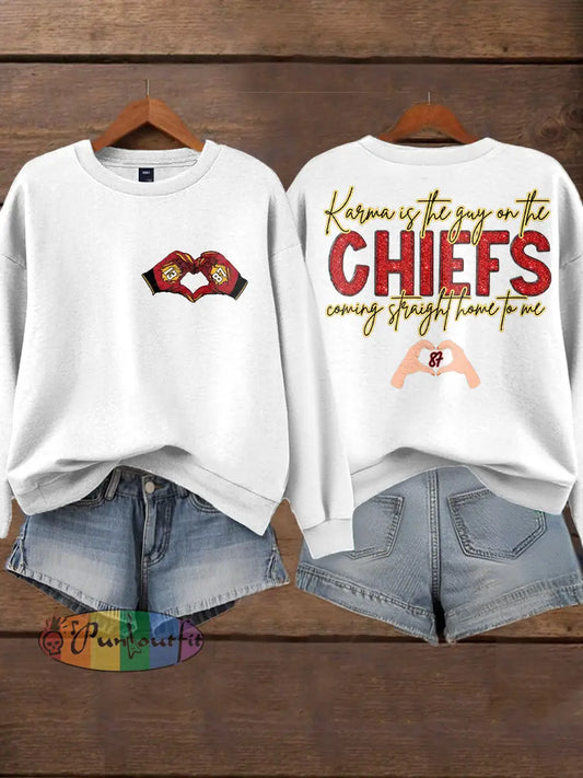 Women’s Diva Engaged Era 8987 Karma Is The Guy Printed Sweatshirt White / S