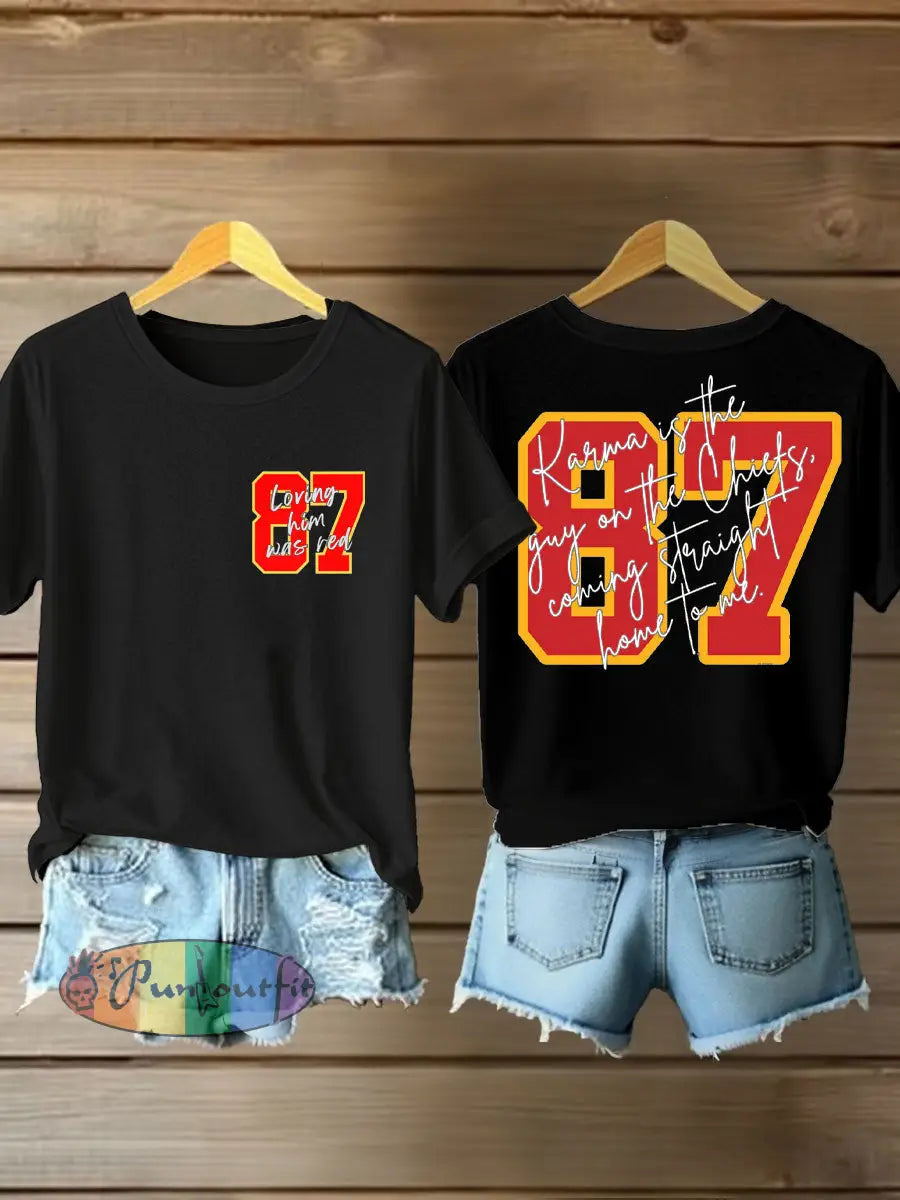 Women’s Diva Engaged Era 8987 Karma Is The Guy Printed T Shirt Black / S