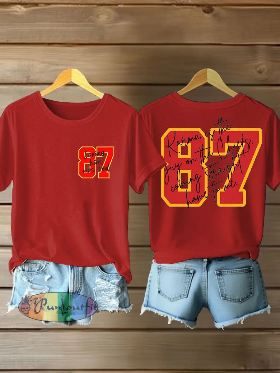 Women’s Diva Engaged Era 8987 Karma Is The Guy Printed T Shirt Red / S