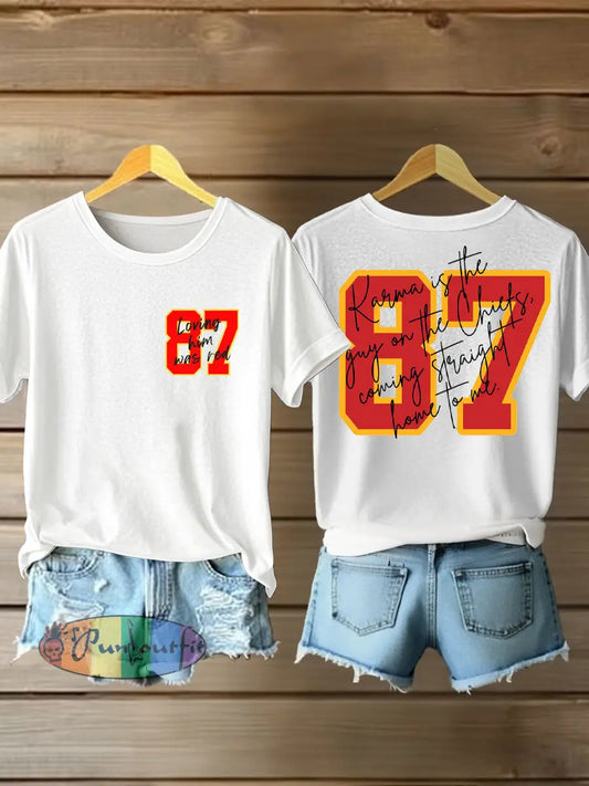 Women’s Diva Engaged Era 8987 Karma Is The Guy Printed T Shirt White / S