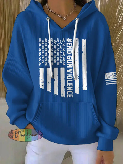 Women’s End Gun Violence Printed Hoodie Blue / S