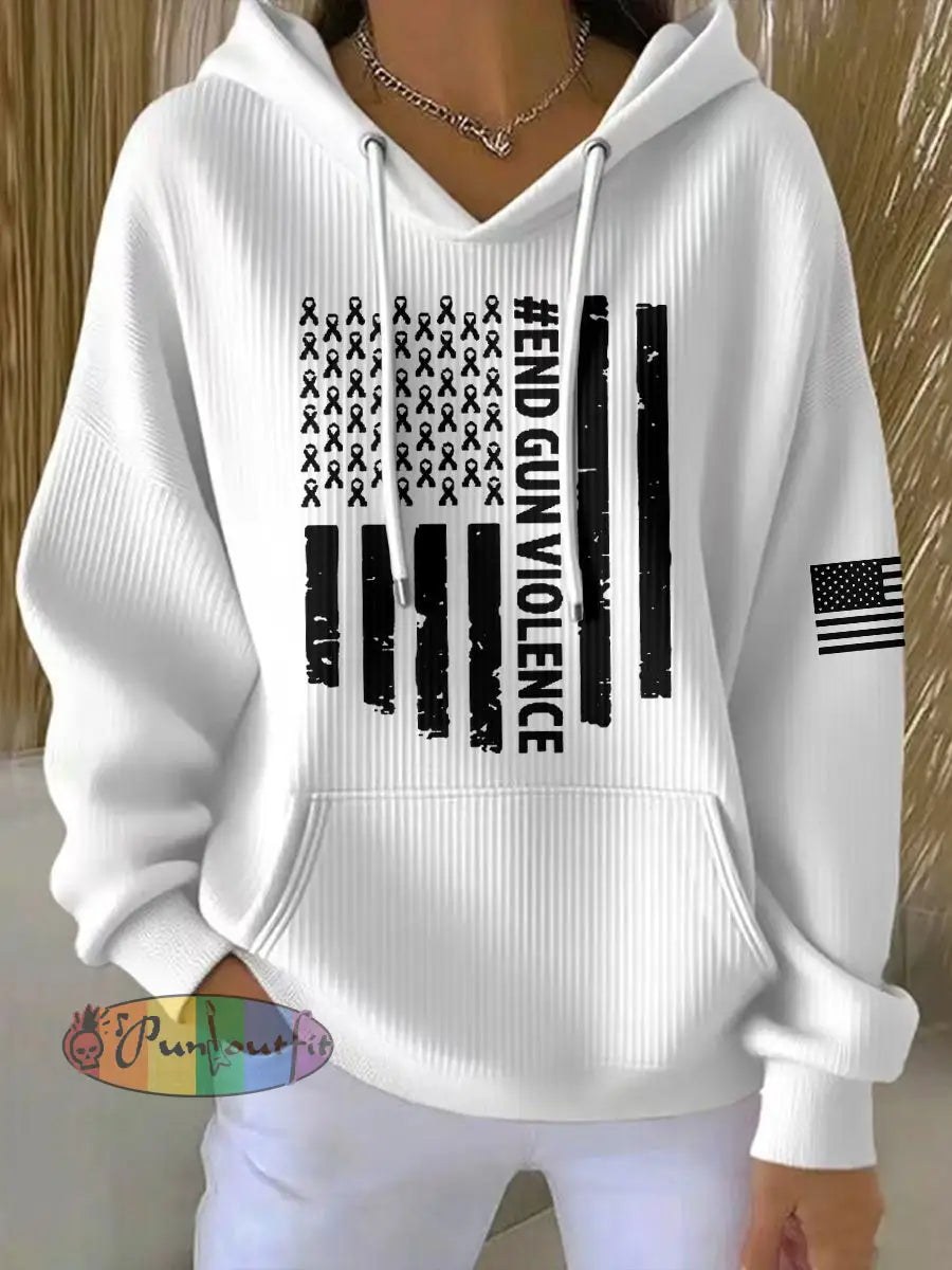Women’s End Gun Violence Printed Hoodie White / S