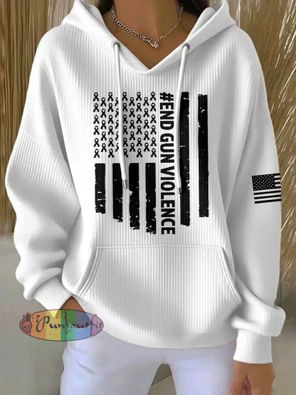 Women’s End Gun Violence Printed Hoodie White / S