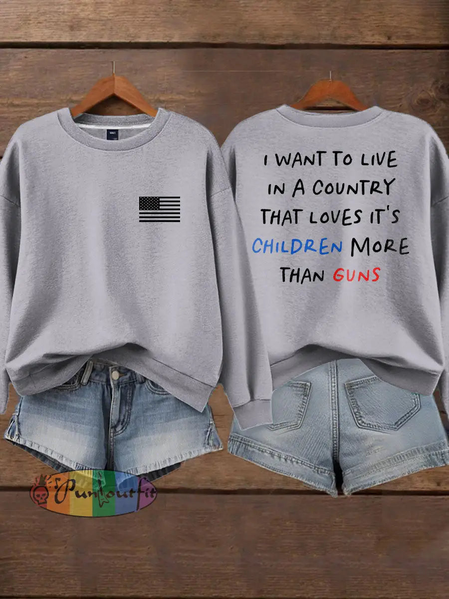 Women’s End Gun Violence Printed Sweatshirt Light Gray / S