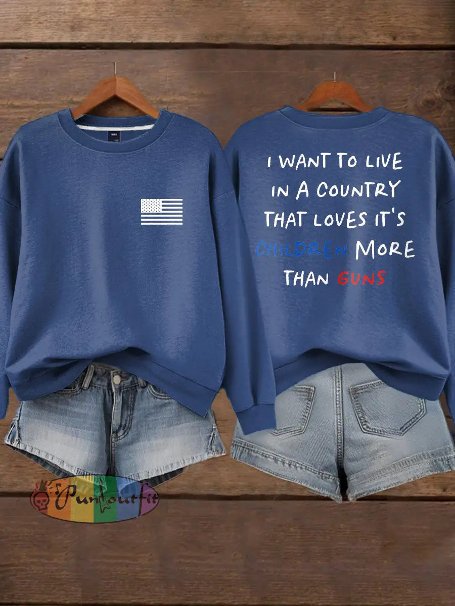 Women’s End Gun Violence Printed Sweatshirt Navy Blue / S