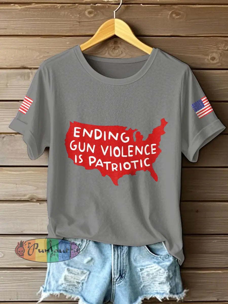 Women’s End Gun Violence Printed T-Shirt Light Gray / S