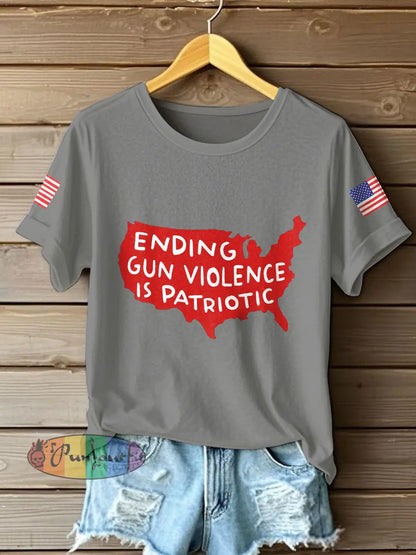 Women’s End Gun Violence Printed T-Shirt Light Gray / S