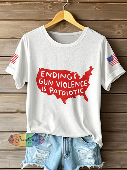 Women’s End Gun Violence Printed T-Shirt White / S