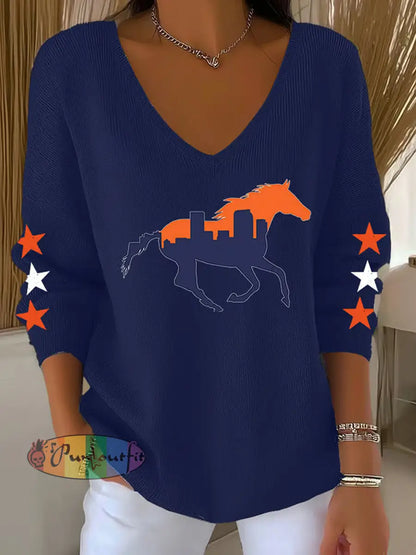Women’s Fans Lovers Gameday Casual Long-Sleeve Top Navy Blue / S