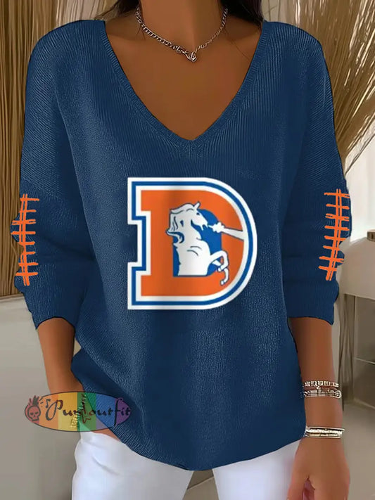 Women’s Fans Lovers Gameday Casual Long-Sleeve Top Navy Blue / S
