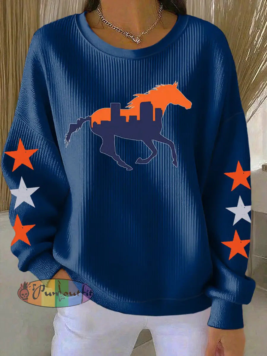 Women’s Fans Lovers Gameday Casual Sweatshirt Navy Blue / S