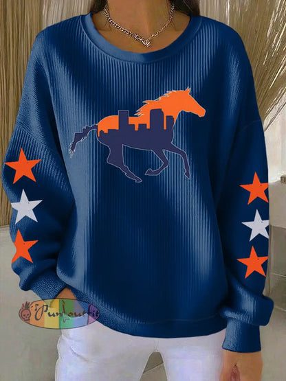 Women’s Fans Lovers Gameday Casual Sweatshirt Navy Blue / S